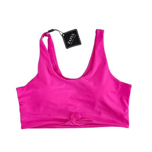 Hot Pink High-Waisted Two-Piece Bikini Set With Tank Top & Tie Detail Size M - Picture 6 of 9